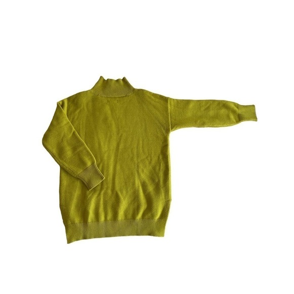 Anthropologie Maeve Crystal Tunic Sweater Mock Neck Chartreuse Yellow Hi Low S - Picture 7 of 11